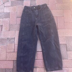 Black Denim Cargo Pants